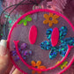 Neon Floral Glitter Smiley Freshie | pink pony club