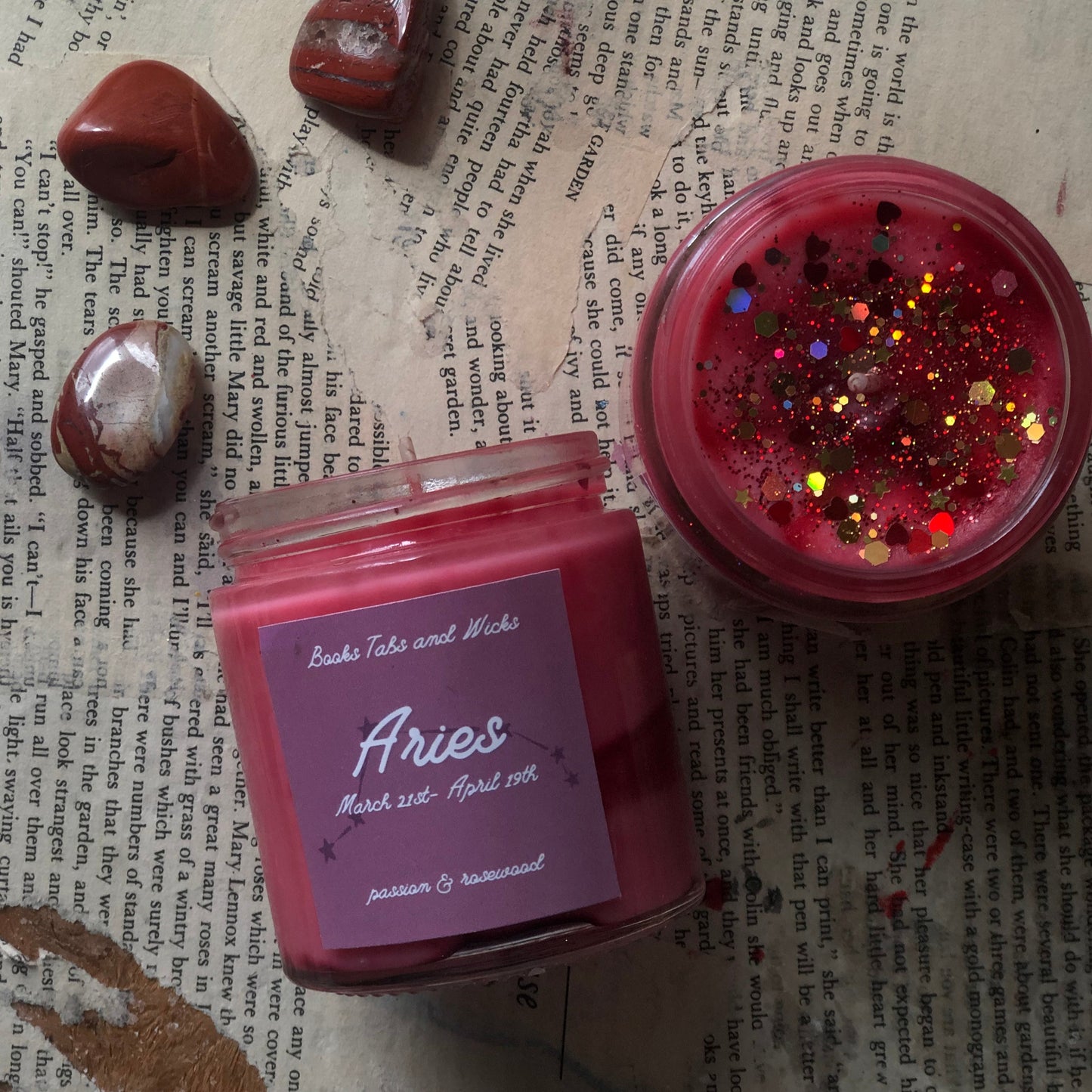 Aries Hidden Crystal Candle | Rosewood Musk